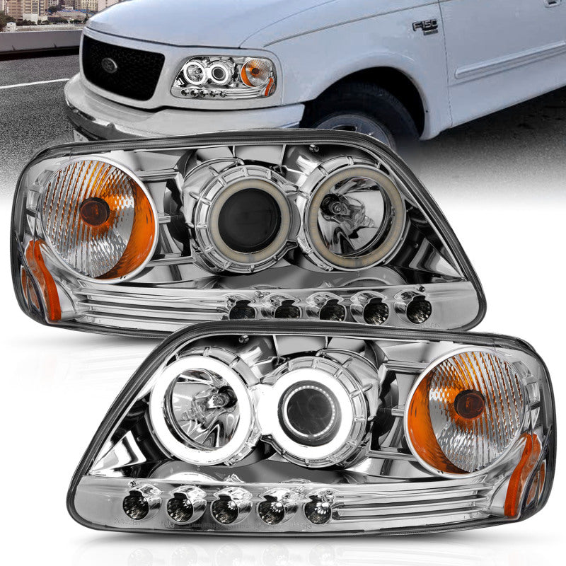 ANZO 111054 1997.5-2003 fits Ford F-150 Projector Headlights w/ Halo Chrome 1pc