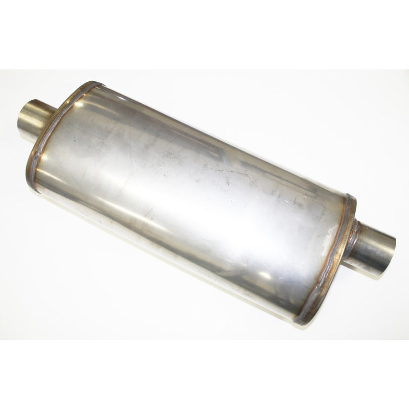 JBA 40-251800 Universal Straight-Through Style 304SS Muffler 18x8x5 2.5in Inlet Diameter Offset/Center