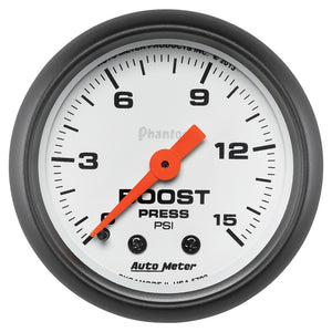 AutoMeter 5702 Autometer Phantom 52mm 0-15PSI Mechanical Boost Pressure Gauge