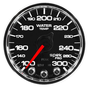AutoMeter P34631 Autometer Spek-Pro Gauge Water Temp 2 1/16in 300f Stepper Motor W/Peak & Warn Blk/Chrm