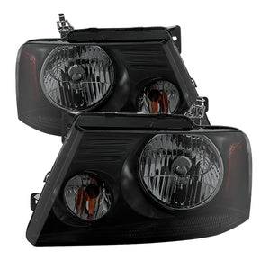 9030338 Xtune fits Ford 04-08 F150 Amber Crystal Headlights Black Smoked HD-JH