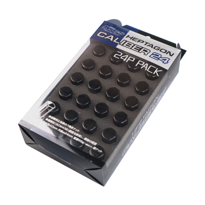 Project Kics KHPC01K24 12X1.50 Caliber 24 6H Lug Nut Set (24 pcs) - Black