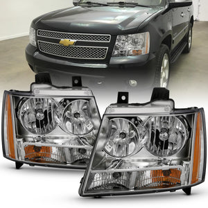 ANZO 111475 2007-2014 fits Chevy Tahoe Crystal Headlight Chrome Amber(OE)