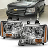 ANZO 111475 2014 fits Chevy 07-20 TahOE Crystal Headlight Chrome Amber(OE)