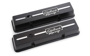 Edelbrock 41633 Valve Cover Racing Series fits Chevrolet 1959-1986 262-400 CI V8 Low Black