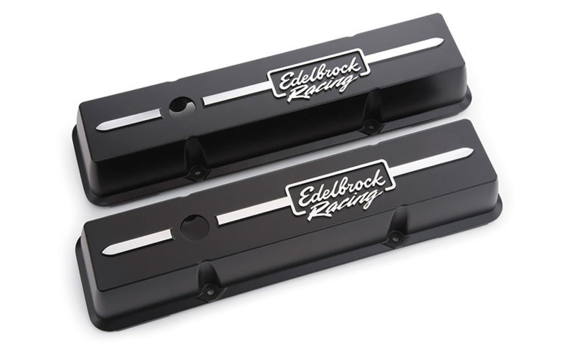 Edelbrock 41633 Valve Cover Racing Series fits Chevrolet 1959-1986 262-400 CI V8 Low Black