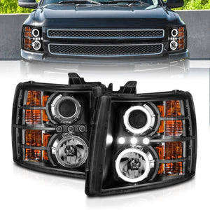 ANZO 111200 2007-2013 fits Chevrolet Silverado 1500 Projector Headlights w/ Halo Black
