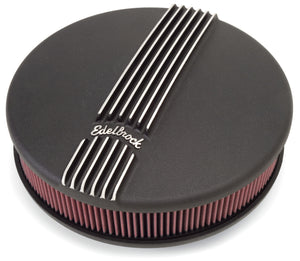 Edelbrock 41173 Air Cleaner Classic Series Round Aluminum Top Cloth Element 14In Dia X 3 9In Black