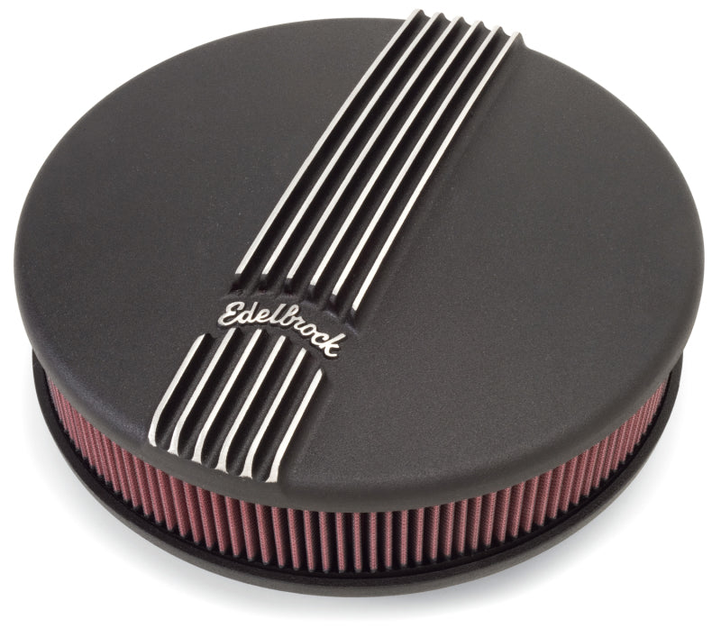Edelbrock 41173 Air Cleaner Classic Series Round Aluminum Top Cloth Element 14In Dia X 3 9In Black