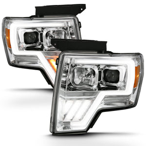 ANZO 111470 2009-2013 fits Ford F-150 Projector Light Bar G4 Switchback Headlights Chrome Amber