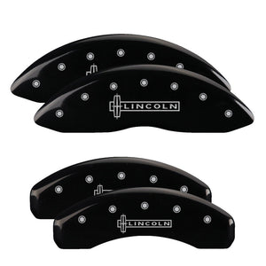 MGP 36026SLCNBK 4 Caliper Covers Engraved Front & Rear Lincoln Black Finish Silv