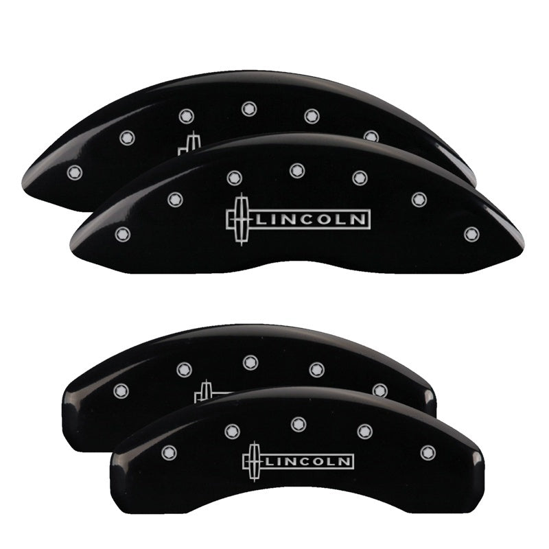 MGP 36026SLCNBK 4 Caliper Covers Engraved Front & Rear Lincoln Black Finish Silv