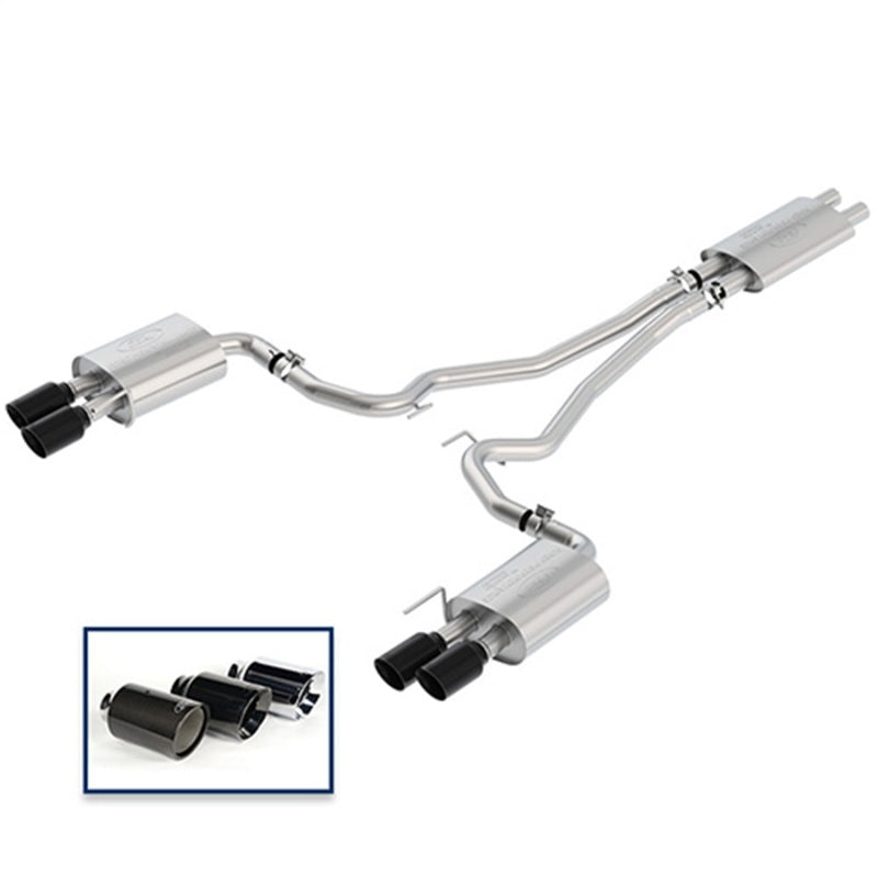 fits Ford Racing M-5200-M8TBA 2018 Mustang Gt 5.0L Cat-Back Touring Exhaust System w/Black Chrome Tips