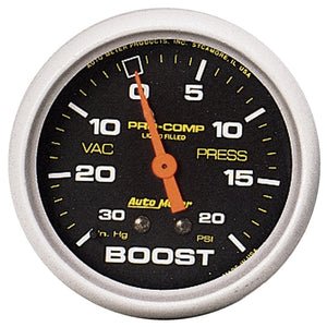 AutoMeter 5401 Autometer Pro-Comp 30 In Hg/20 PSI Liquid Filled Mechanical Boost Gauge