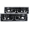 ANZO 111299 1998 fits Chevrolet 88-19 C1500 Crystal Headlights Black w/ Low - Brow