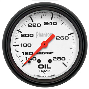 AutoMeter 5841 AutoMeter Gauge Oil Temp 2-5/8in. 140-280 Deg. F Mechanical Phantom