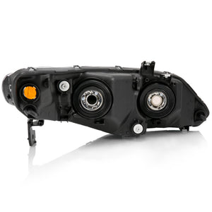 ANZO 121547 2006-2011 fits Honda Civic 4 Door Crystal Headlight Black Amber (OE Replacement)