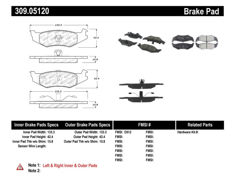 Stoptech 309.0512 Performance Brake Pads