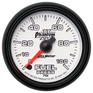 AutoMeter 7563 Autometer Phantom II 52.4mm Full Sweep Electronic 0-100psi Fuel Pressure Gauge