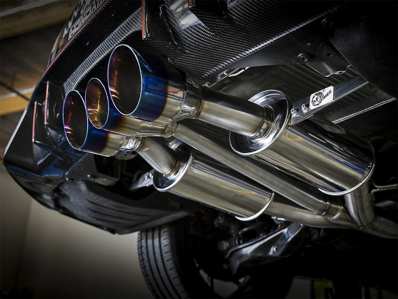 AFE 49-36616-L  3in 304 SS Cat-Back Exhaust w/ Blue Flame Tips 2017+ fits Honda