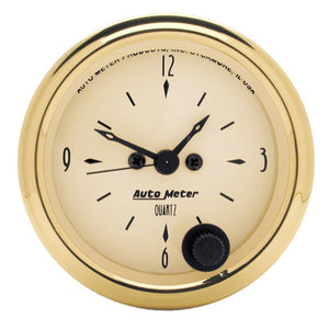 AutoMeter 1586 AutoMeter Gauge Clock 2-1/16in. 12HR Analog Golden Oldies