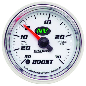 AutoMeter 7359 Autometer NV 52.4mm Full Sweep Electronic 30 In Hg/30 PSI Vacuum / Boost Gauge