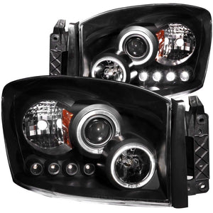 ANZO 111209 2006-2008 Dodge Ram 1500 Projector Headlights w/ Halo Black