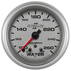 AutoMeter 7755 Autometer Ultra-Lite II 2-5/8in 260 Deg F Stepper Motor w/ Peak & Warn Water Temp Gauge