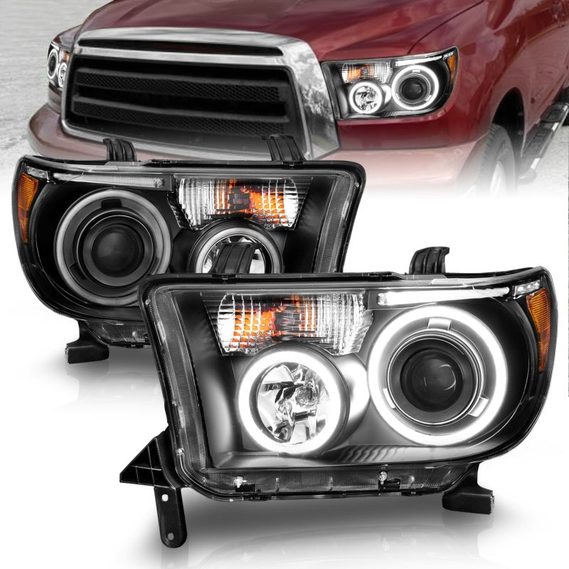 ANZO 111174 2013 fits Toyota 07-20 Tundra Projector Headlights w/ Halo Black (CCFL)