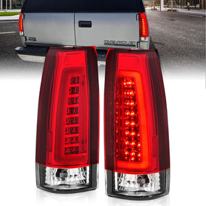 ANZO 311346 1999-2000 fits Cadillac Escalade LED Taillights Chrome Housing Red/Clear Lens Pair
