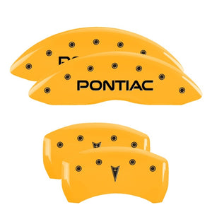 MGP 18028SPONYL 4 Caliper Covers Engraved Front fits Pontiac Rear Arrow Yellow F