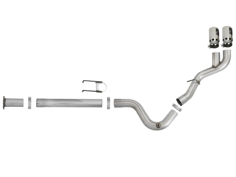 AFE 49-43102-P XD 4in SS Down-Pipe Back Exhaust w/Dual Polished Tips 17-18 fits
