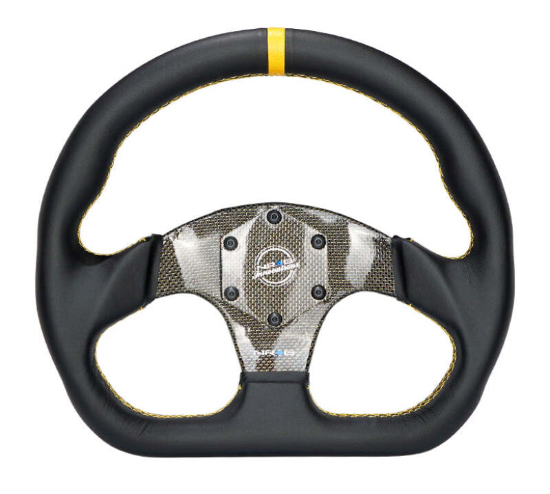 NRG RST-024CF RST-024CF/GD Carbon Fiber Flat Bottom Steering Wheel Yellow CF