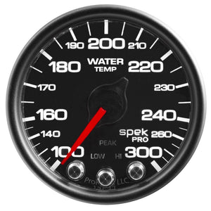 AutoMeter P34632 Autometer Spek-Pro Gauge Water Temp 2 1/16in 300f Stepper Motor W/Peak & Warn Blk/Blk
