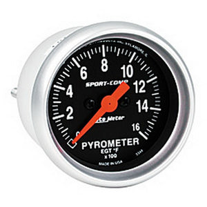 AutoMeter 3344 Autometer Sport-Comp 52mm 0-1600 Deg F Electronic EGT Gauge Kit