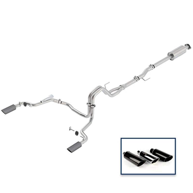 fits Ford 15-18 Racing M-5200-F1550DEFA F-150 5.0L Cat-Back Extreme Exhaust System Rear Exit w/ Carbon Fiber Tips