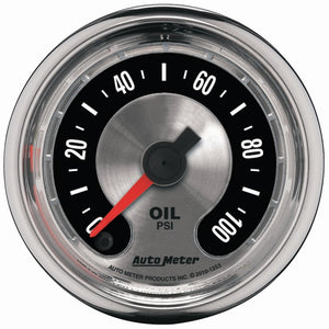AutoMeter 1253 Autometer American Muscle 52mm Full Sweep Electric 0-100 PSI Oil Pressure Gauge