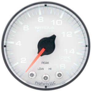 AutoMeter P320128 Autometer Spek-Pro 2 1/16in 1600PSI Stepper Motor w/ Peak & Warn White/Black Nitrous Pressure Gauge