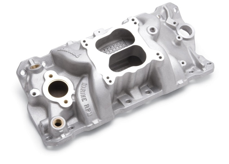 Edelbrock 2506 Manifold fits SBC 23-Degree Marine RPM 1987-1995 w/ Brass