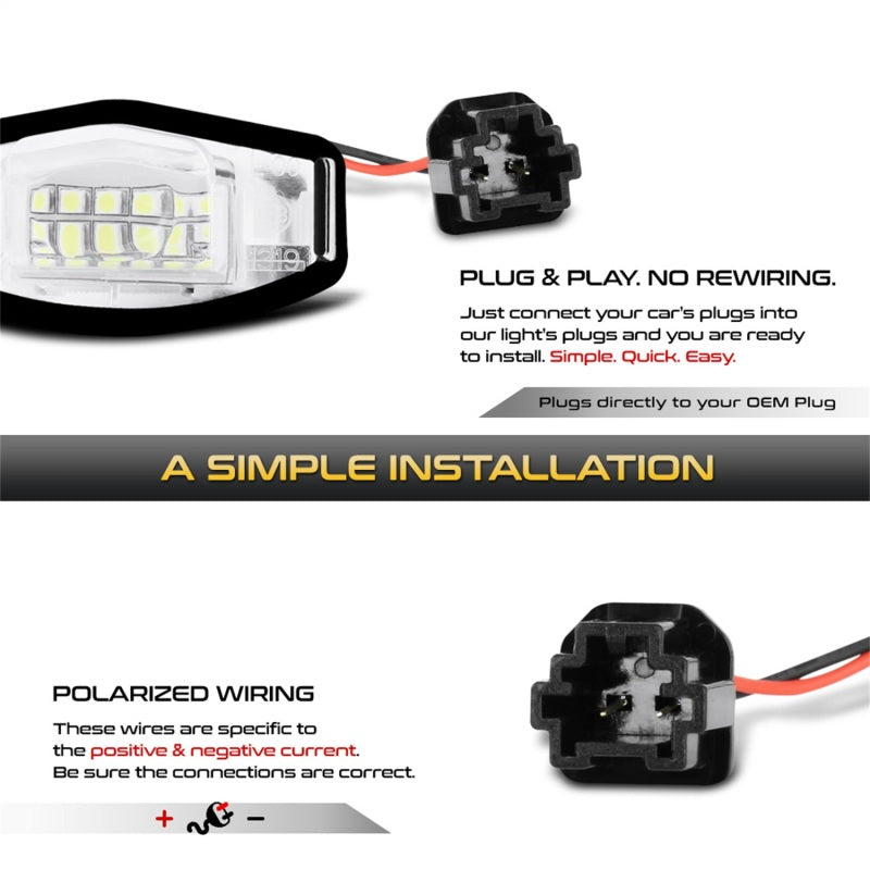9044991 Xtune fits Honda 01-15 Civic LED License Plate Bulb Assembly White 550