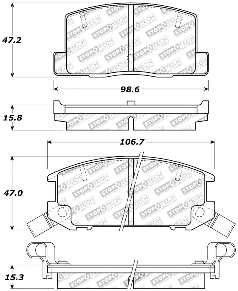 Stoptech 309.0657 Performance 1/90-95/00-05 fits Toyota MR2/Spyder Rear Brake Pads