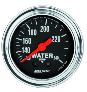 AutoMeter 2433 AutoMeter Gauge Water Temp 2-1/16in. 120-240 Deg. F Mechanical 12ft. Traditional Chrome