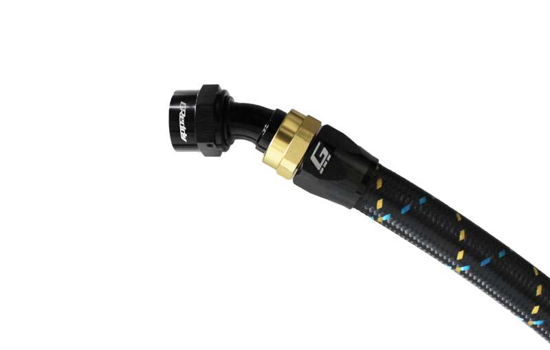 GReddy 12800630 AN06 30 DEGREE HOSE END SWIVEL BLACK/GOLD ANODIZED