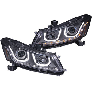 ANZO 121483 2008-2012 fits Honda Accord Projector Headlights w/ U-Bar Black