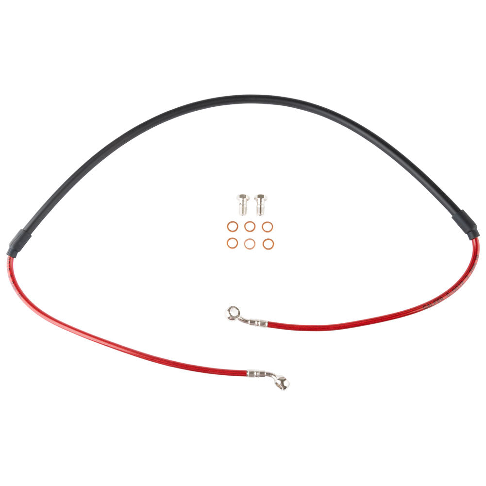 Tusk 1201540015 Front Motorcycle Steel Braided Brake Line Standard Length Red