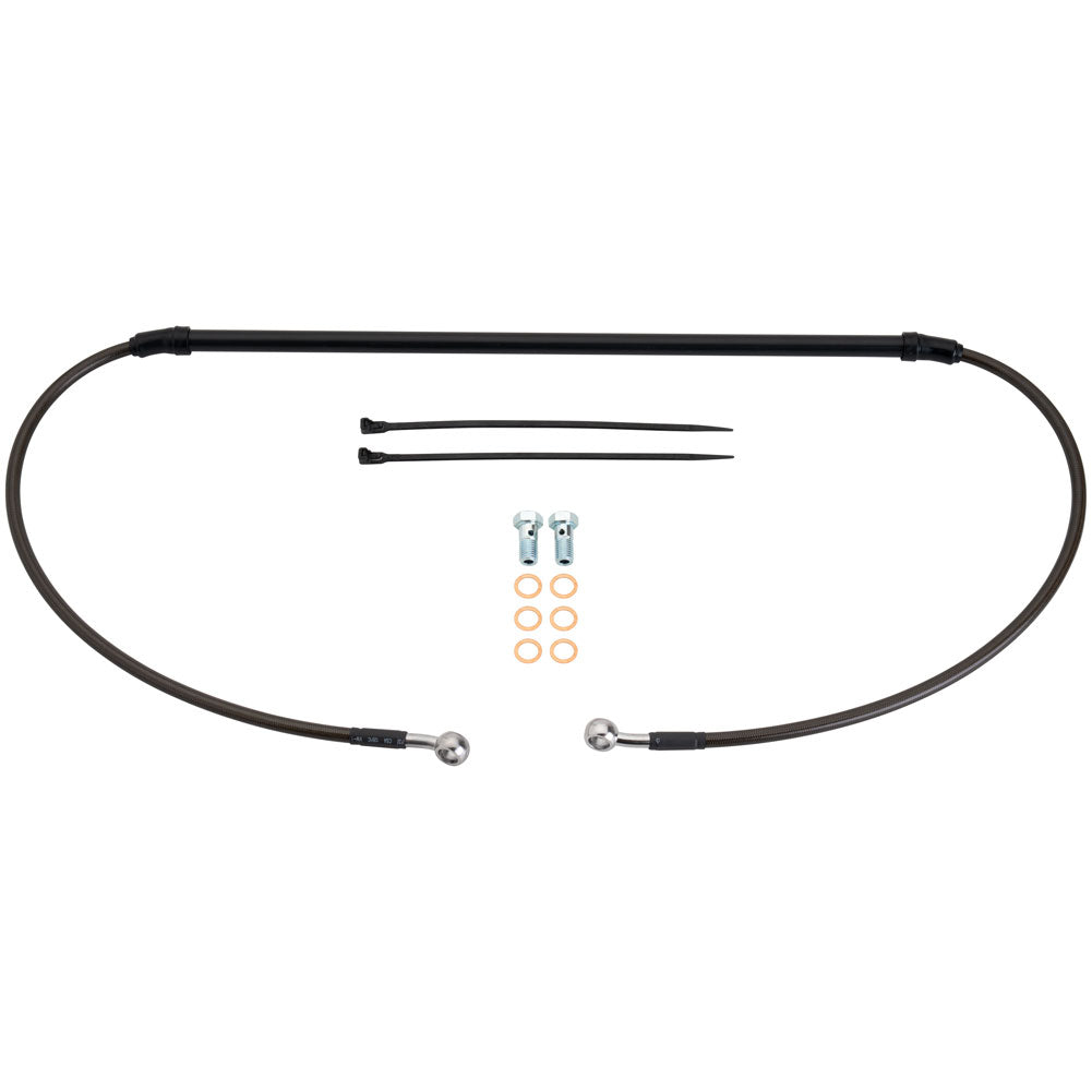 Tusk 1201550010 Front Motorcycle Steel Braided Brake Line CR Style  Black