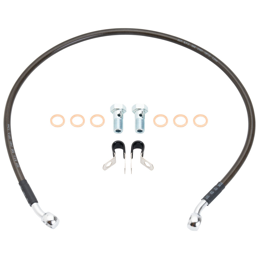 Tusk 1201560051 Rear Motorcycle Steel Braided Brake Line Standard Length Black
