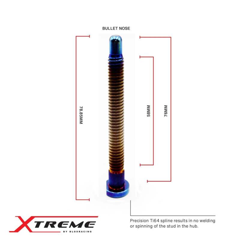 BLOX Racing BXAC-00177-B Titanium Extended Wheel Studs M12X1.5mm 10Pcs fits Honda Fitment - Burnt