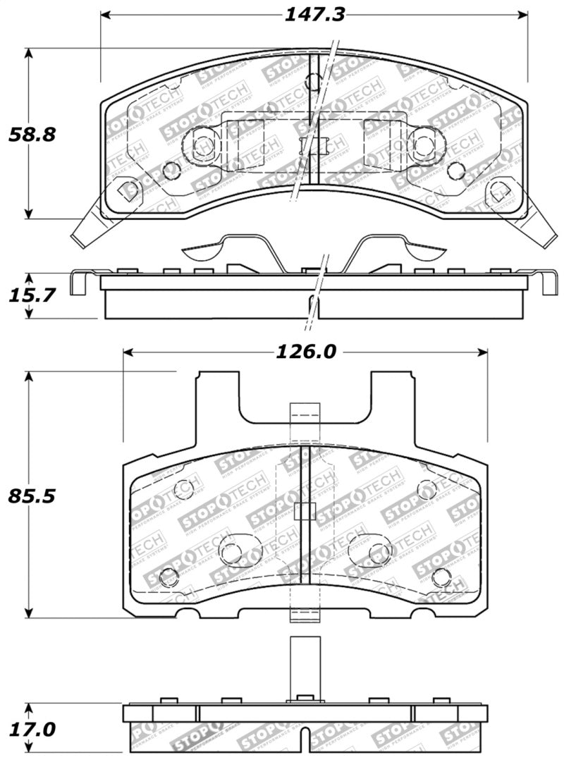 Stoptech 309.037 Sport Brake Pads w/Shims and Hardware - Front