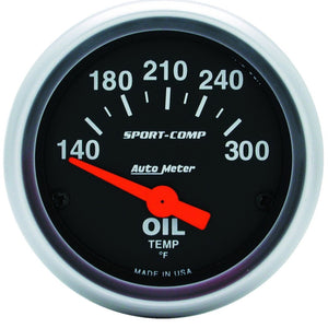 AutoMeter 3348 Autometer Sport-Comp 52mm 140-300 Deg F Electronic Oil Temp Gauge